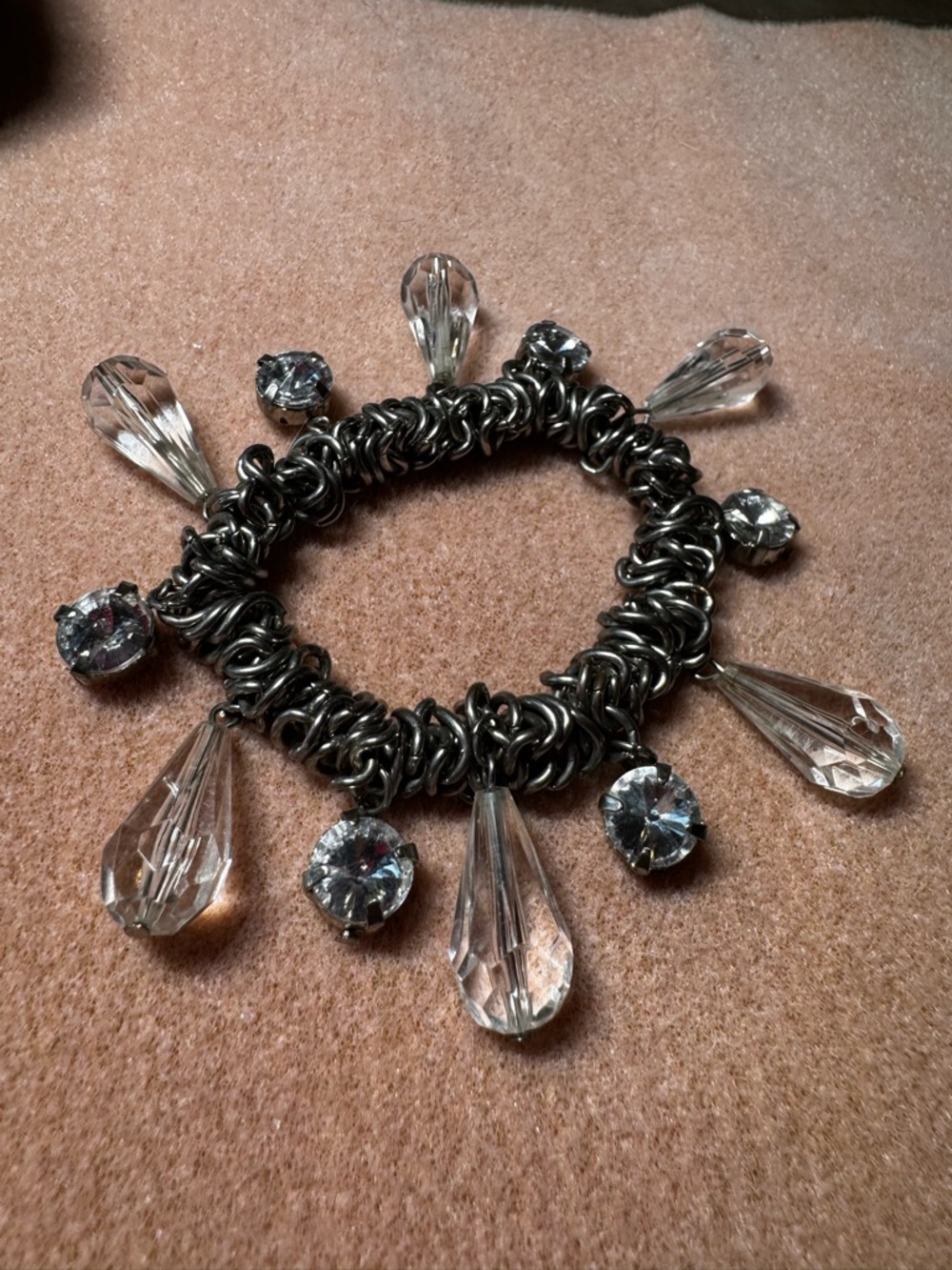 Clear Crystal Teardrop Charm Bracelet - Women Jewelry
